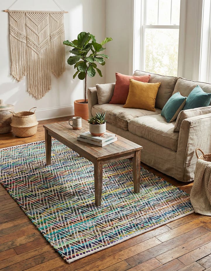 4' 1 x 6' 1 Hand Woven Chindi Chevron Rug