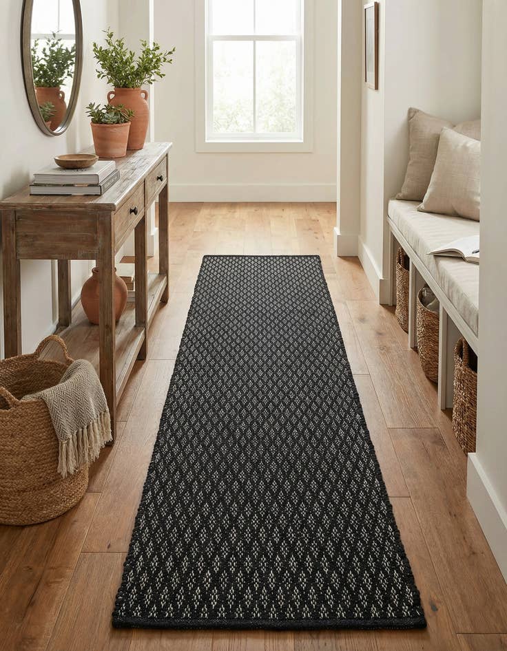 Detail image of  2' x 8'  Hand Woven Lattice Wool Runner Rug