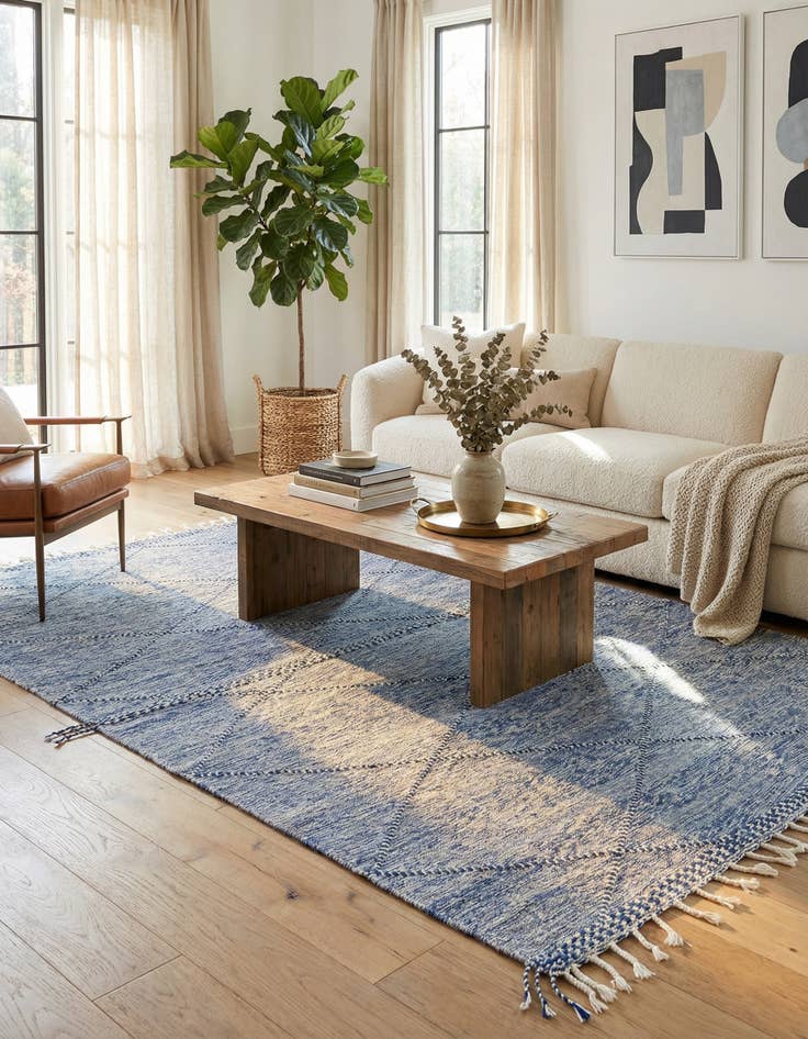 Detail image of 6' 7 x 10'  Hand Knotted Moroccan Wool Rug