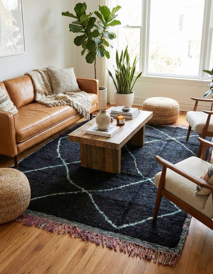 Detail image of 8' x 9' 8  Hand Knotted Moroccan Wool Rug