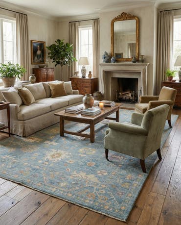  9' 11 x 13' 4  Hand Knotted Oushak Rug
