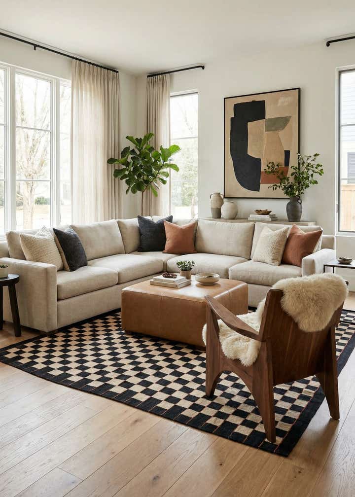 5' 8 x 7' 7 Hand Woven Kilim Modern Wool Rug