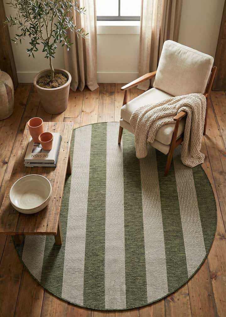 6' x 6' Easy-Clean Ribbon Indoor / Outdoor Round Rug