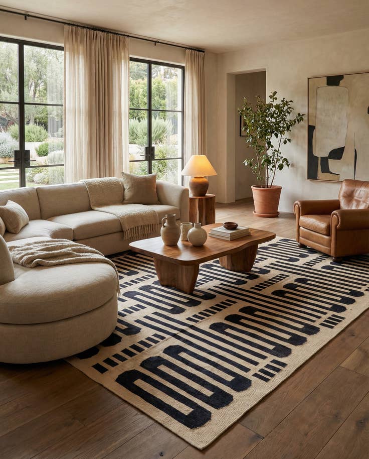 Detail image of 8' 5 x 9' 8 Hand Woven Kilim Modern Wool Rug