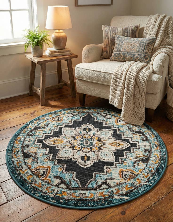 Detail image of 3' x 3'  Washable Casablanca Indoor / Outdoor Round Rug