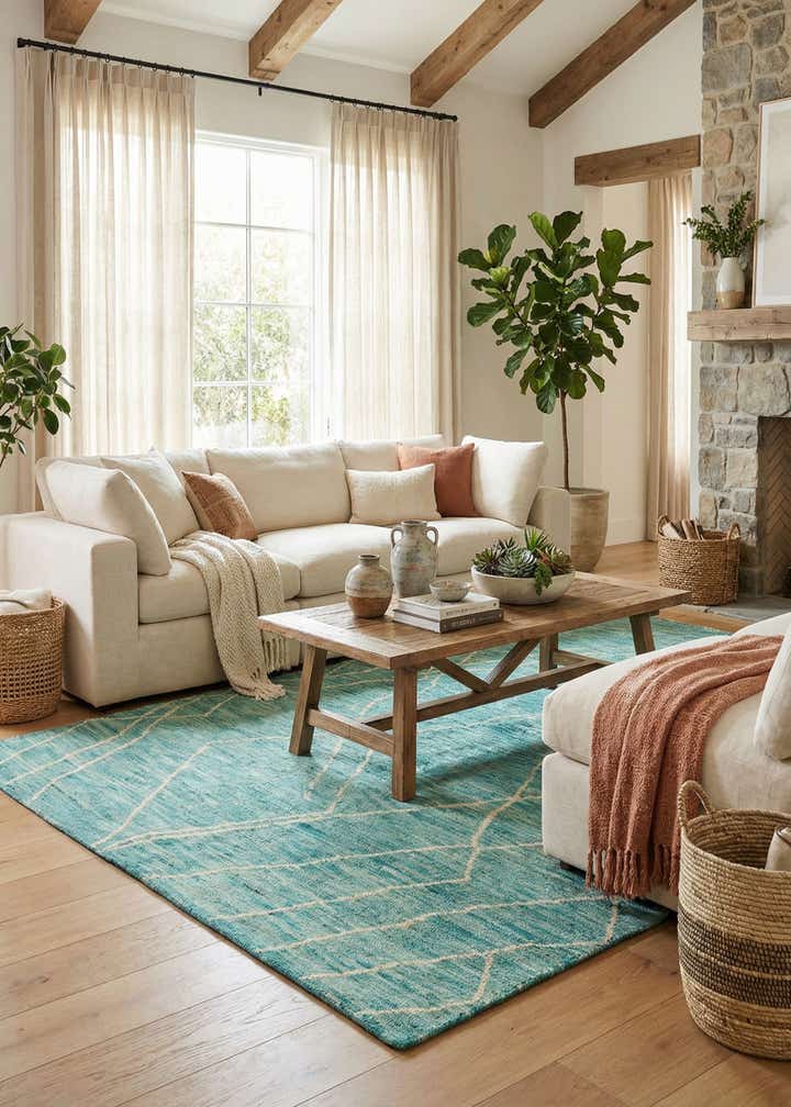 5' 7 x 8' 2 Hand Knotted Moroccan Wool Rug