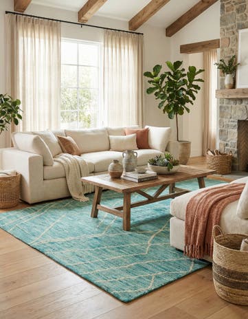 5' 7 x 8' 2 Hand Knotted Moroccan Wool Rug