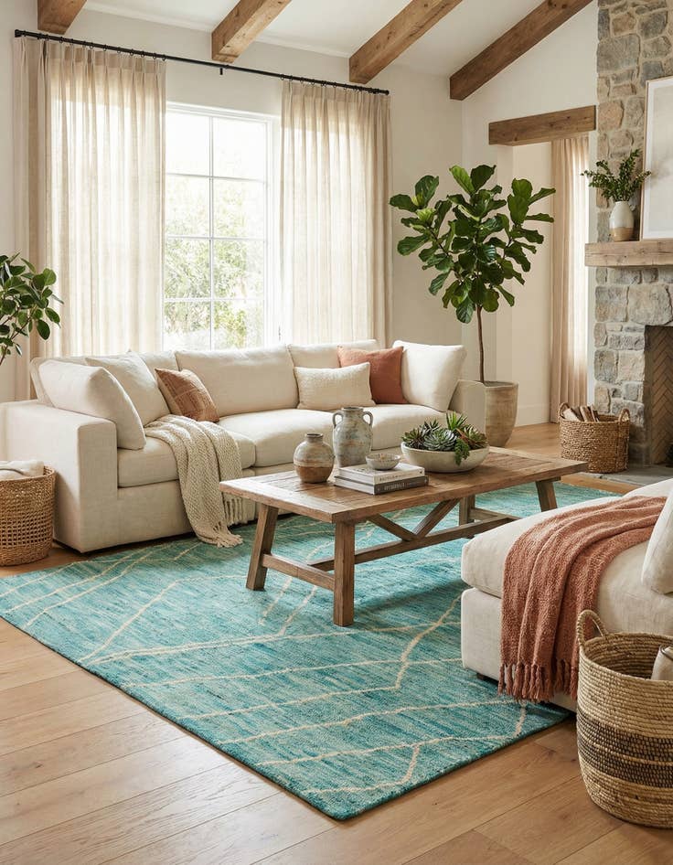 Detail image of 5' 7 x 8' 2 Hand Knotted Moroccan Wool Rug