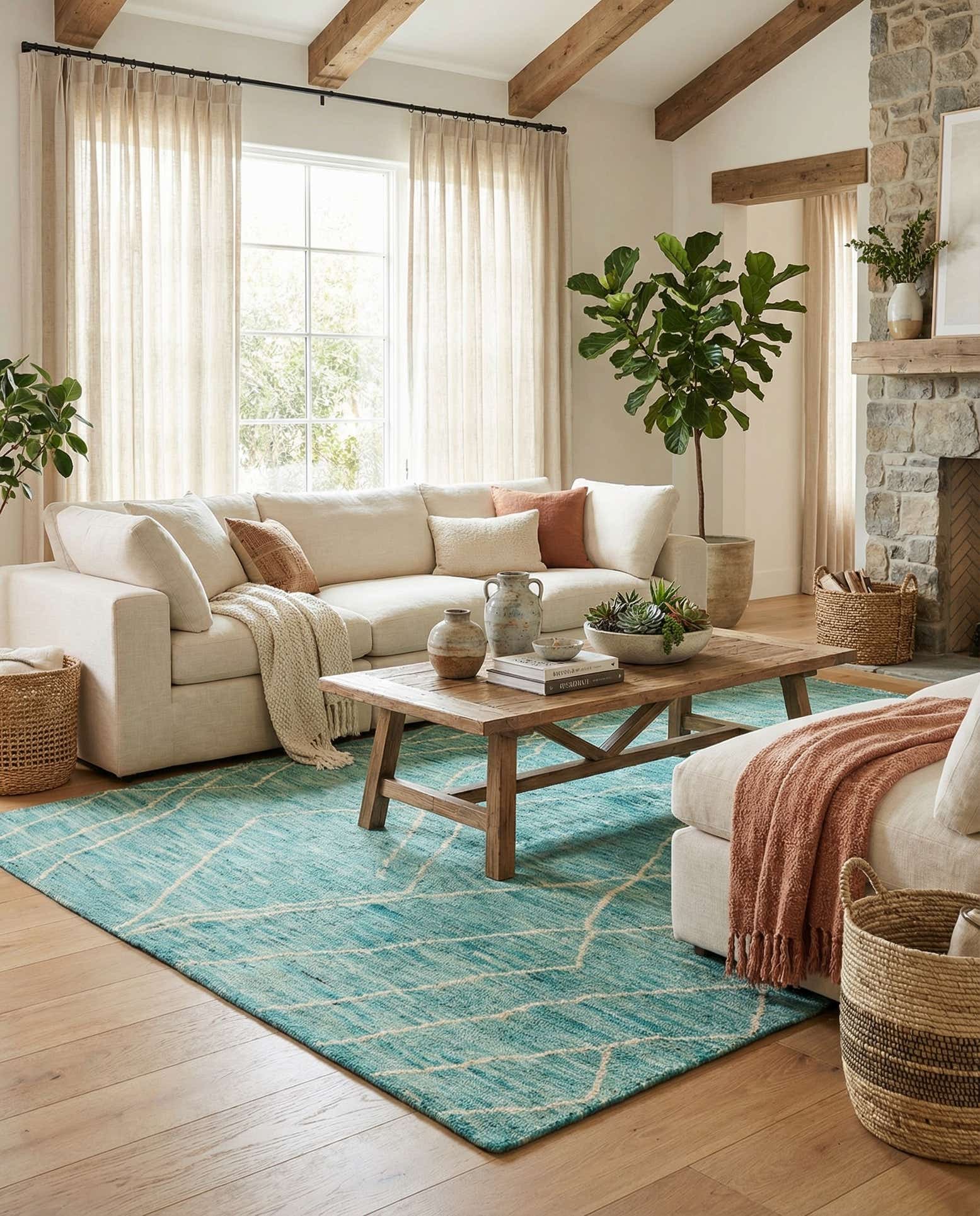 5' 7 x 8' 2 Hand Knotted Moroccan Wool Rug