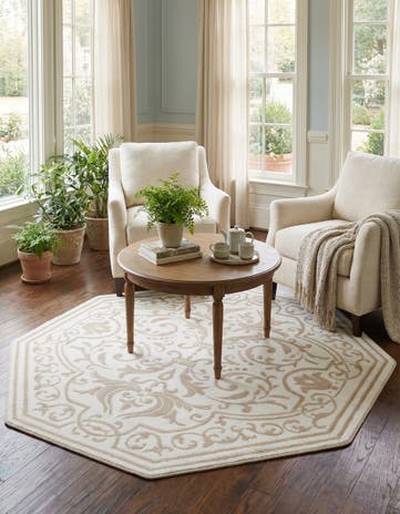 Snow White Hermitage Octagon Rug