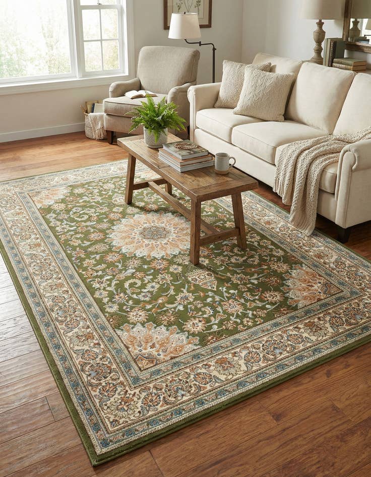 Detail image of 5' 3 x 8'  Washable Traditional Indoor / Outdoor Rug
