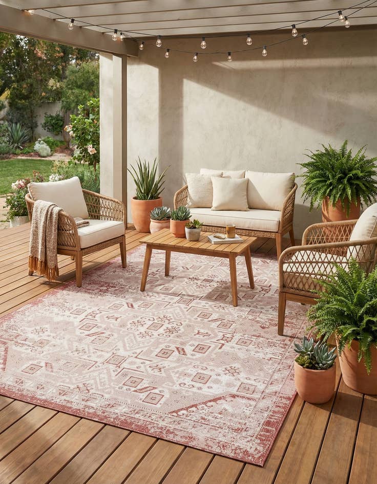 Detail image of 10' x 13'  Washable Aztec Indoor / Outdoor Rug
