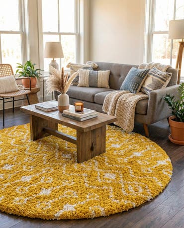  6' x 6' Moroccan Trellis Shag Round Rug