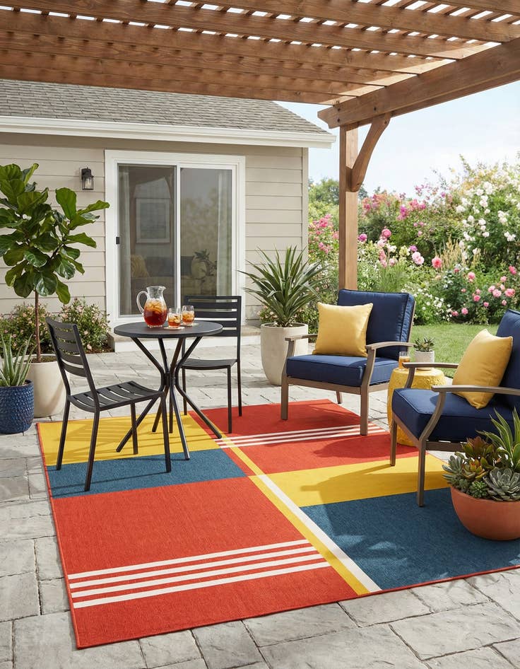 Detail image of 7' 10 x 10' Easy-Clean Modern Indoor / Outdoor Rug