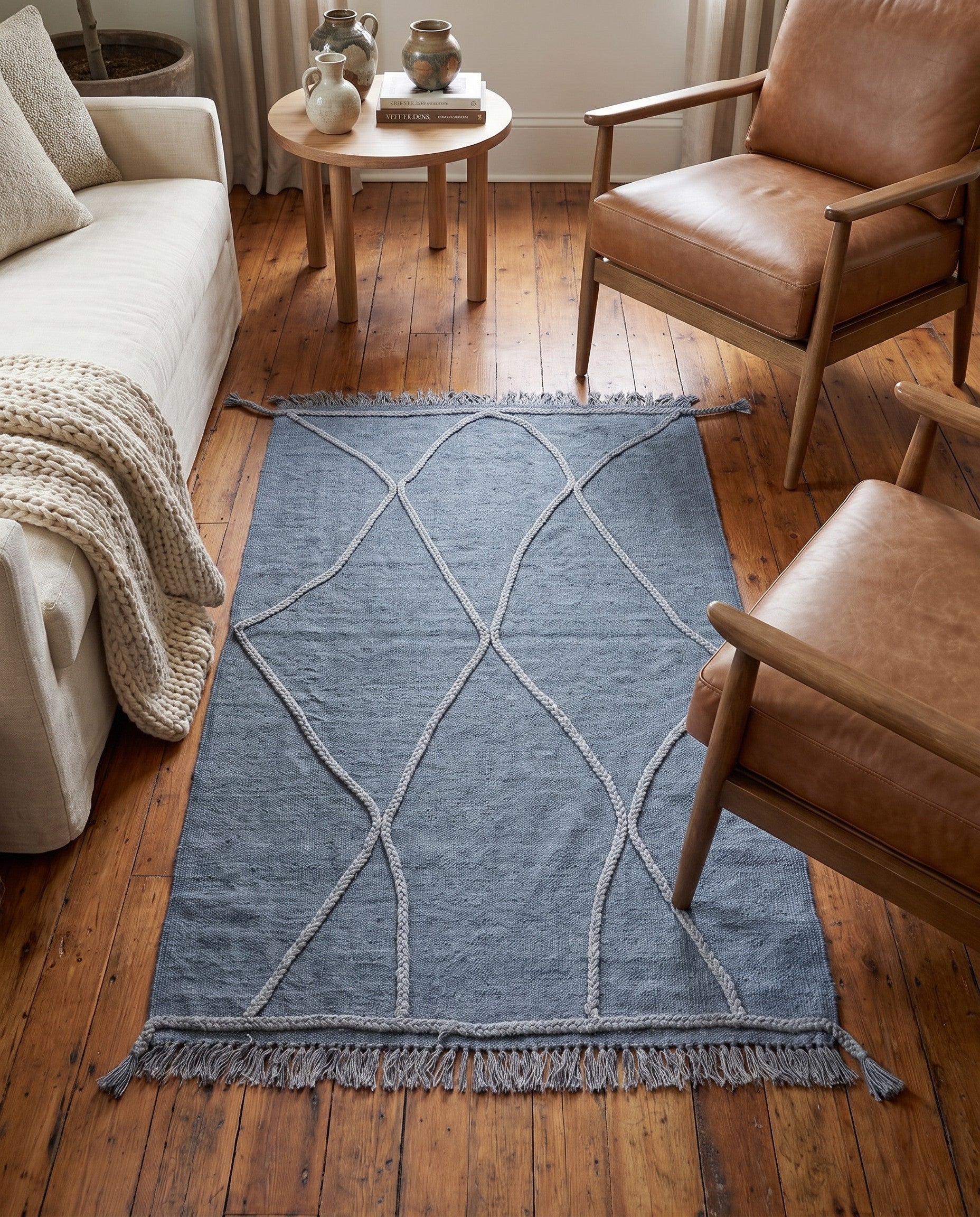 3' 4 x 4' 10 Hand Woven Kilim Modern Wool Rug