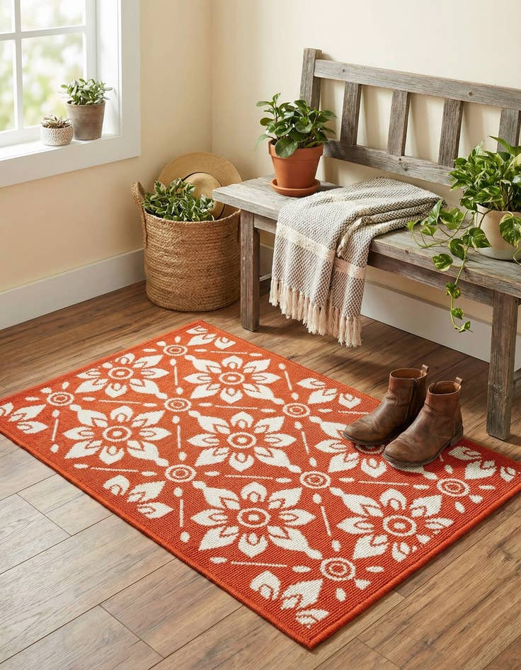 Detail image of  2' x 3'  Washable Lattice Indoor / Outdoor Rug