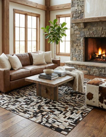 4' 11 x 7' 10 Cowhide - Patchwork Rug