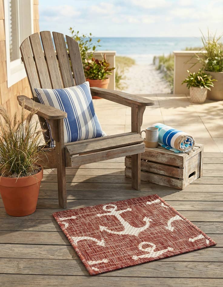 Detail image of 1' 4 x 1' 4  Washable Coastal Indoor / Outdoor Sample Rug