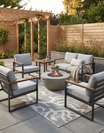 5' 3 x 7' 9 Easy-Clean Modern Indoor / Outdoor Rug