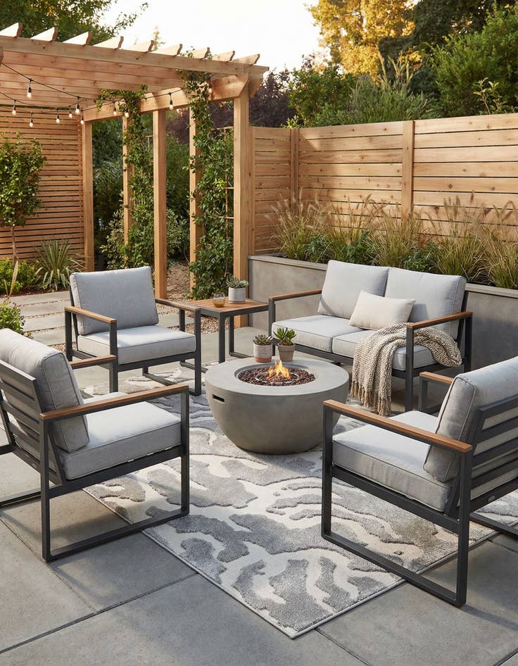 Detail image of 5' 3 x 7' 9  Washable Modern Indoor / Outdoor Rug