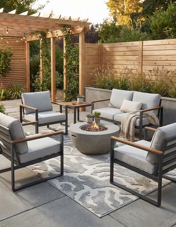 5' 3 x 7' 9 Easy-Clean Modern Indoor / Outdoor Rug