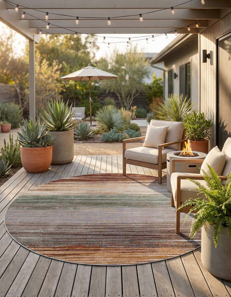 Detail image of 7' 10 x 7' 10 Easy-Clean Modern Indoor / Outdoor Round Rug