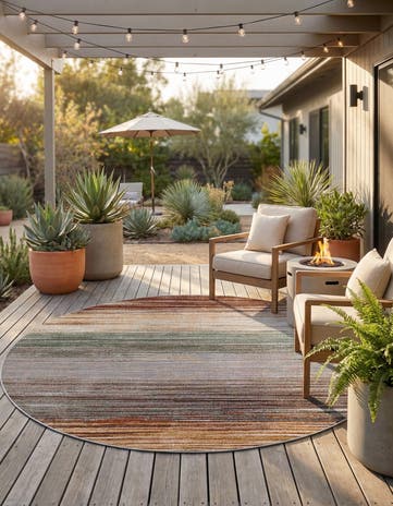 Easy-Clean Modern Indoor / Outdoor Round Rug