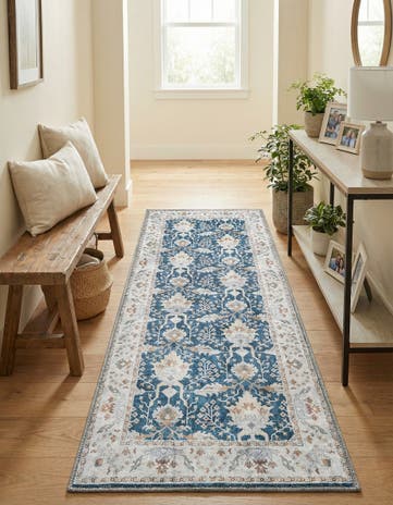 Navy Blue Washable Timeless Runner Rug