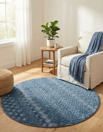 4' x 4' Easy-Clean Trellis Textured Indoor / Outdoor Round Rug