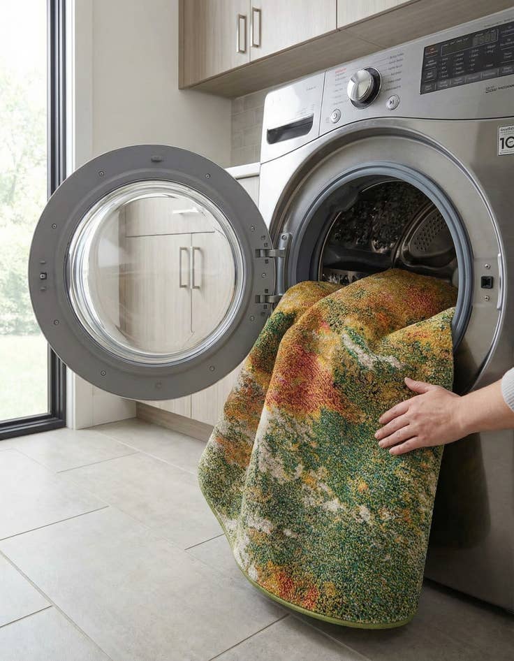 Detail image of 4' x 4'  Washable Haerfest Round Rug