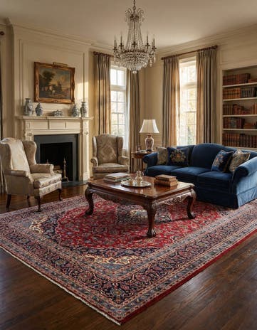 9' 9 x 13' 3 Hand Knotted Kashan Persian Wool Rug