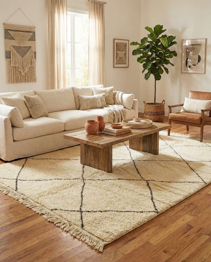 6' 5 x 10' 2 Hand Knotted Moroccan Wool Rug
