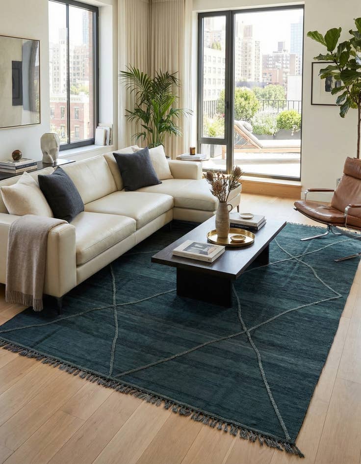 Detail image of 6' 10 x 9' 5  Hand Woven Kilim Modern Wool Rug