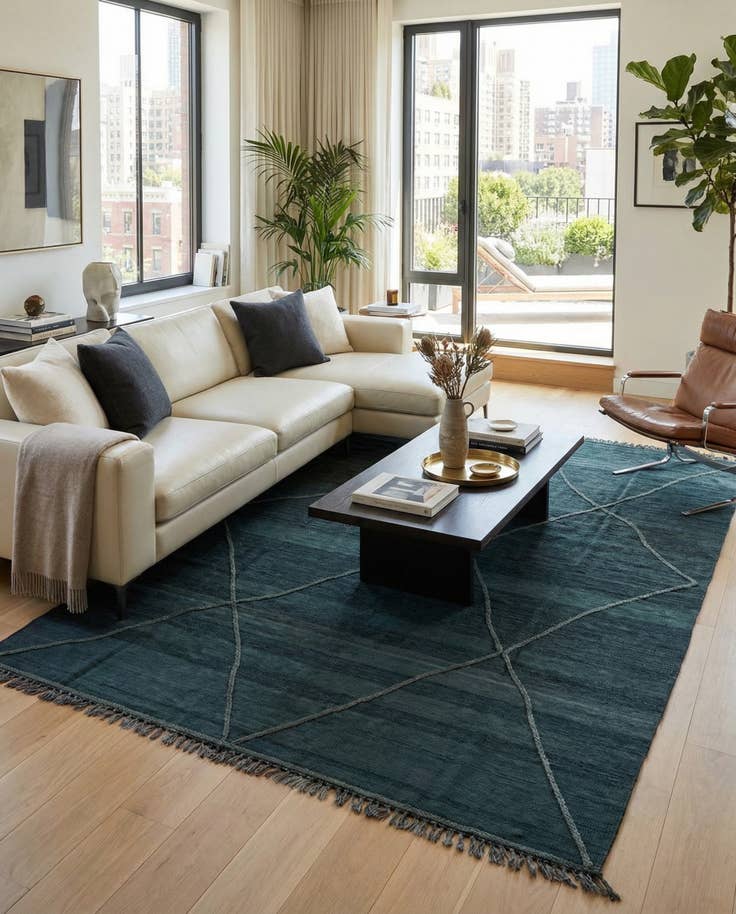 Detail image of 6' 10 x 9' 5 Hand Woven Kilim Modern Wool Rug