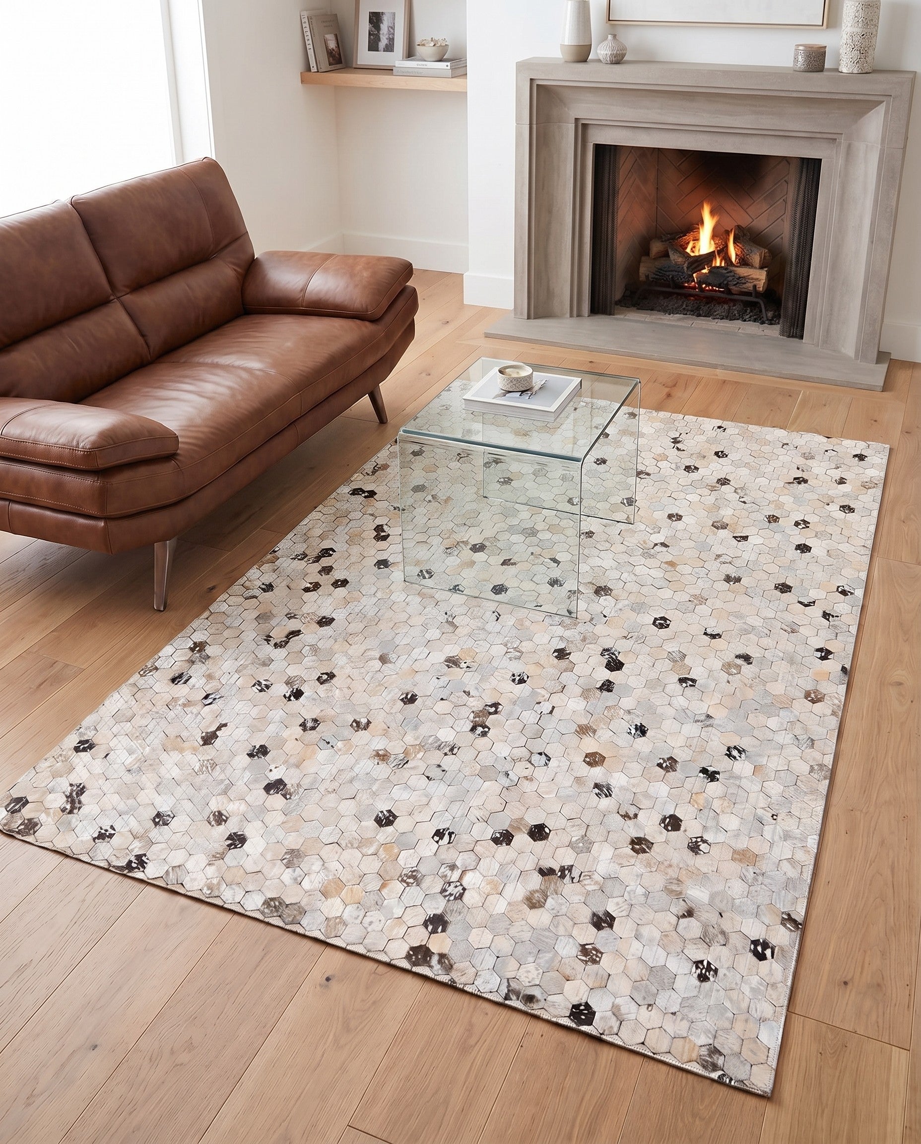 4' 1 x 5' 6 Cowhide Stocks Rug