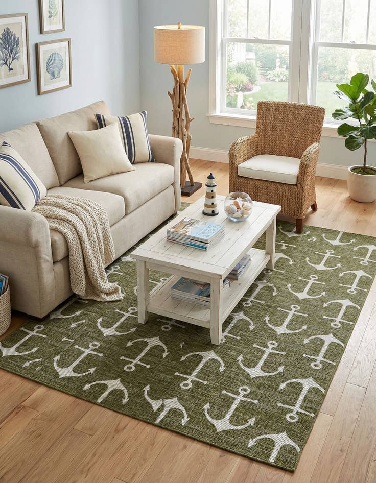 Detail image of 10' x 13'  Washable Coastal Indoor / Outdoor Rug