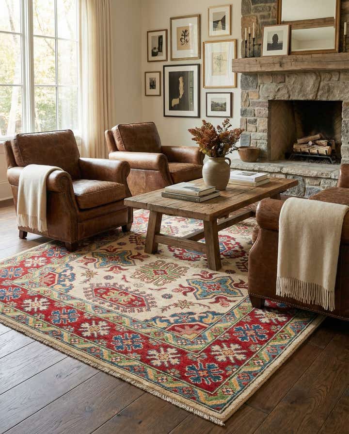 4' x 6' 3 Hand Knotted Kazak Rug