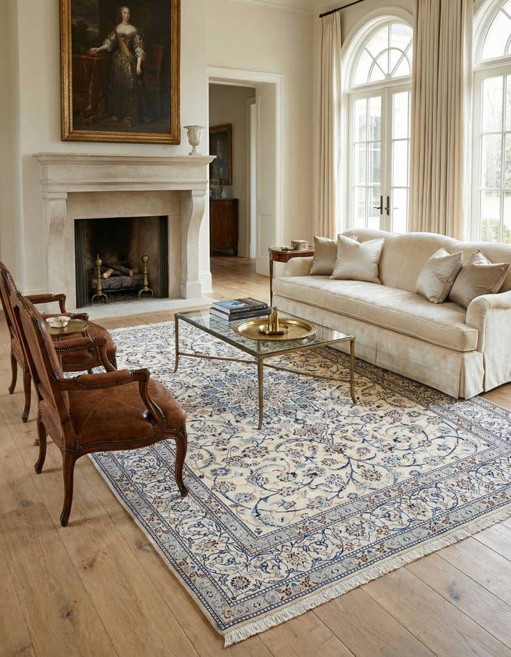 Detail image of 8' x 11'  Hand Knotted Nain Persian Rug