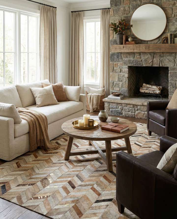 5' 2 x 8' 1 Cowhide - Patchwork Rug