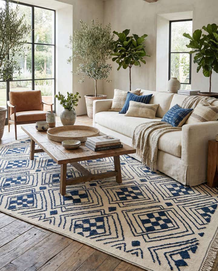 9' x 12' 2 Hand Knotted Moroccan Wool Rug