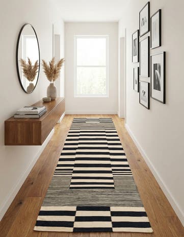 2' 10 x 9' 8 Hand Woven Kilim Modern Wool Runner Rug