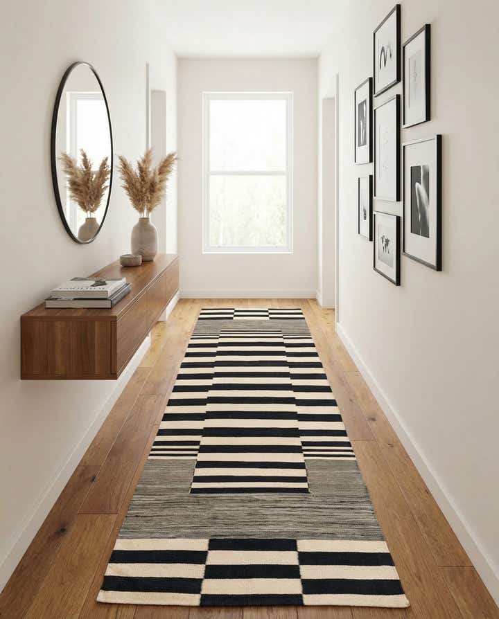 2' 10 x 9' 8 Hand Woven Kilim Modern Wool Runner Rug