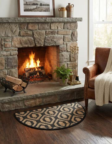Black Natural Hand Woven Chindi Jute Hearth Rug