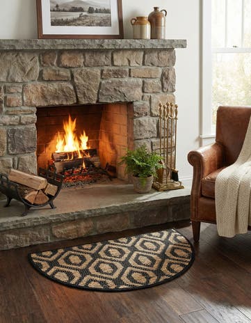 Black Natural Hand Woven Chindi Jute Hearth Rug