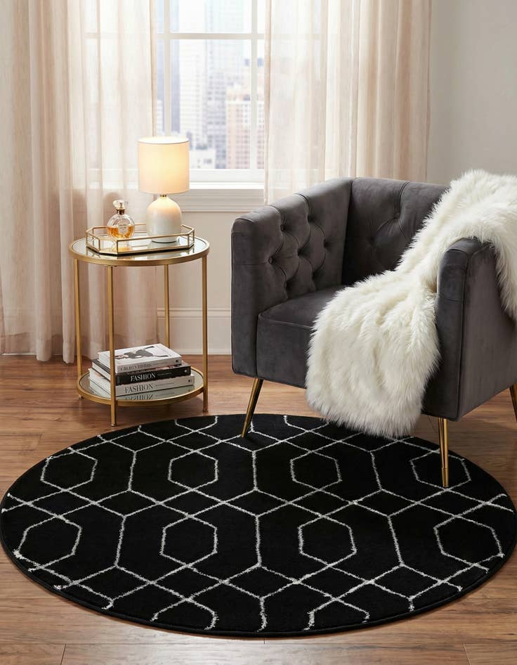 Detail image of 3' x 3'  Marilyn Monroe™ Glam Trellis Round Rug