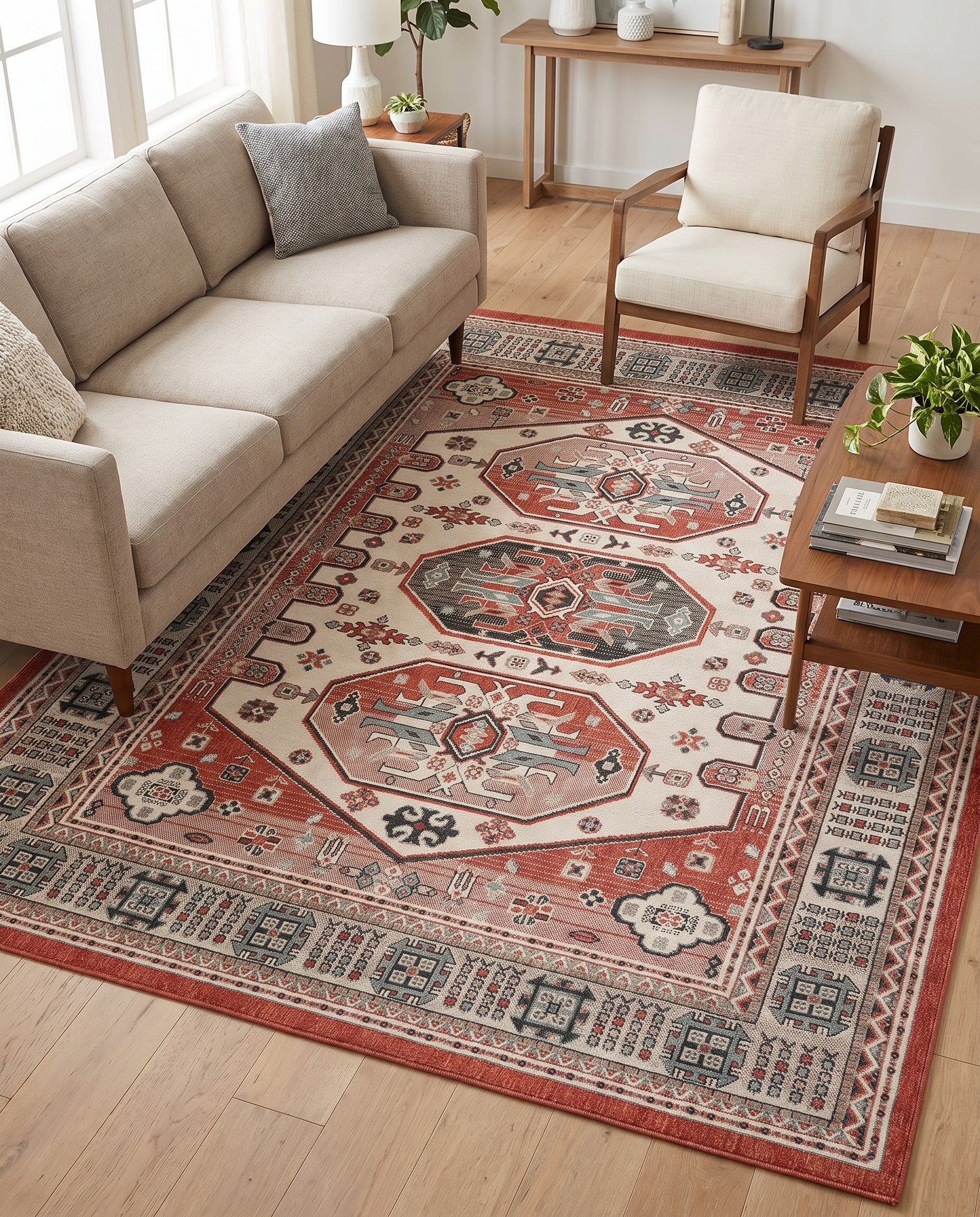 7' 10 x 10' Easy-Clean Traditional Indoor / Outdoor Rug