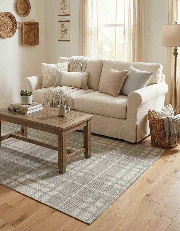 Detail image of  4' x 6'  Washable Checkered Indoor / Outdoor Rug