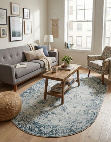 Light Blue Monaco Oval Rug