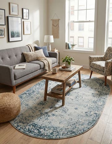 Light Blue Monaco Oval Rug