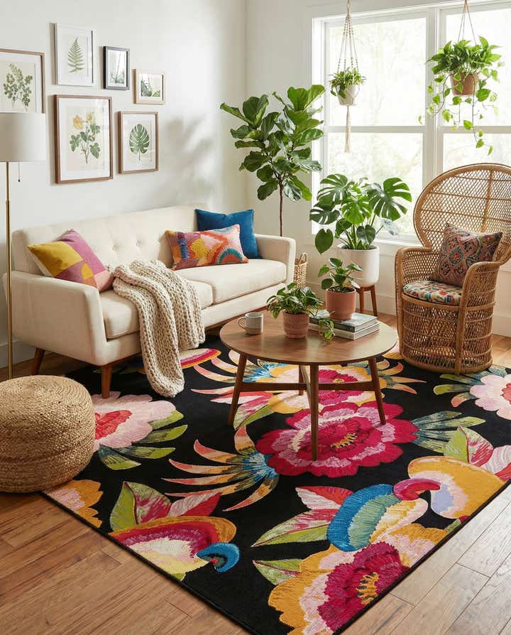 6' x 9' Easy-Clean Botanical Indoor / Outdoor Rug